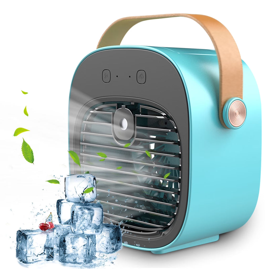 Smart Portable Air Conditioner Mini Portable Fan Portable Travel Fan Usb Fans Portable Rechargeable, for Bedroom Home (Blue)